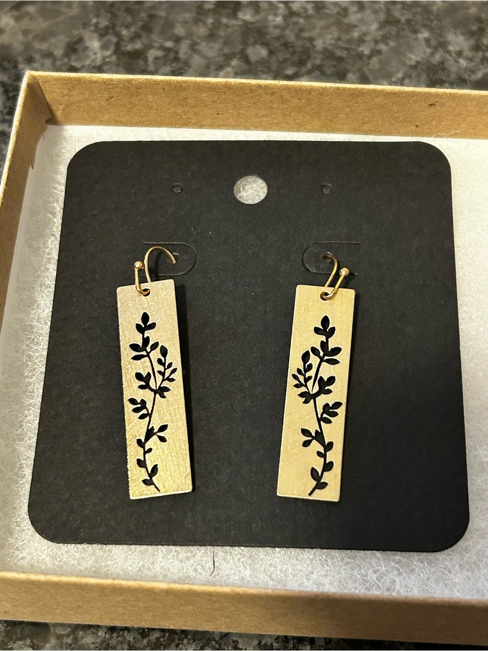 Rectangular Botanical Drop Earrings - Women Jewelry